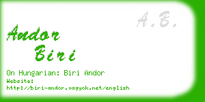 andor biri business card